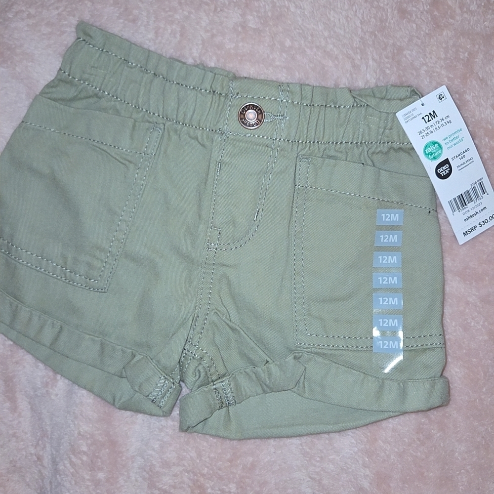 Olive Green Little Girl's Shorts
